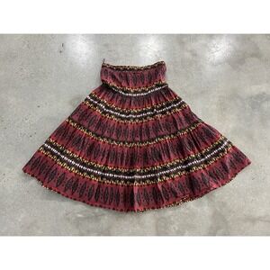Adobe Rose Western Maxi Skirt Tiered Southwest Broomstick Womens Sz S 1992